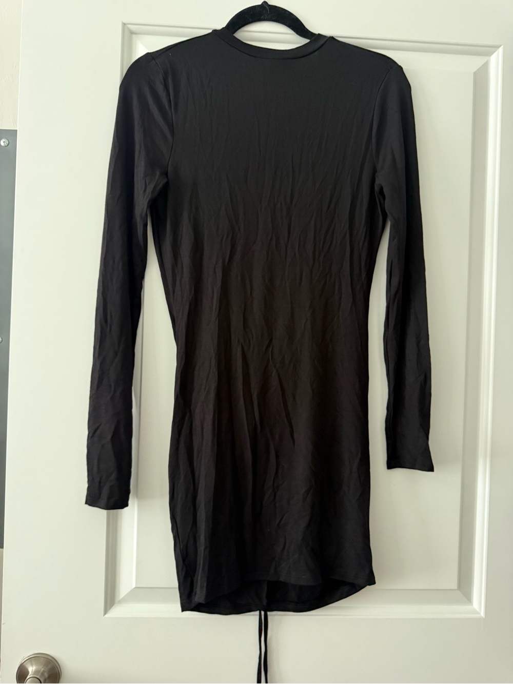 NWT Fashion Nova Plunging V-Neck Long Sleeve Black Mini Dress - Picture 5 of 5